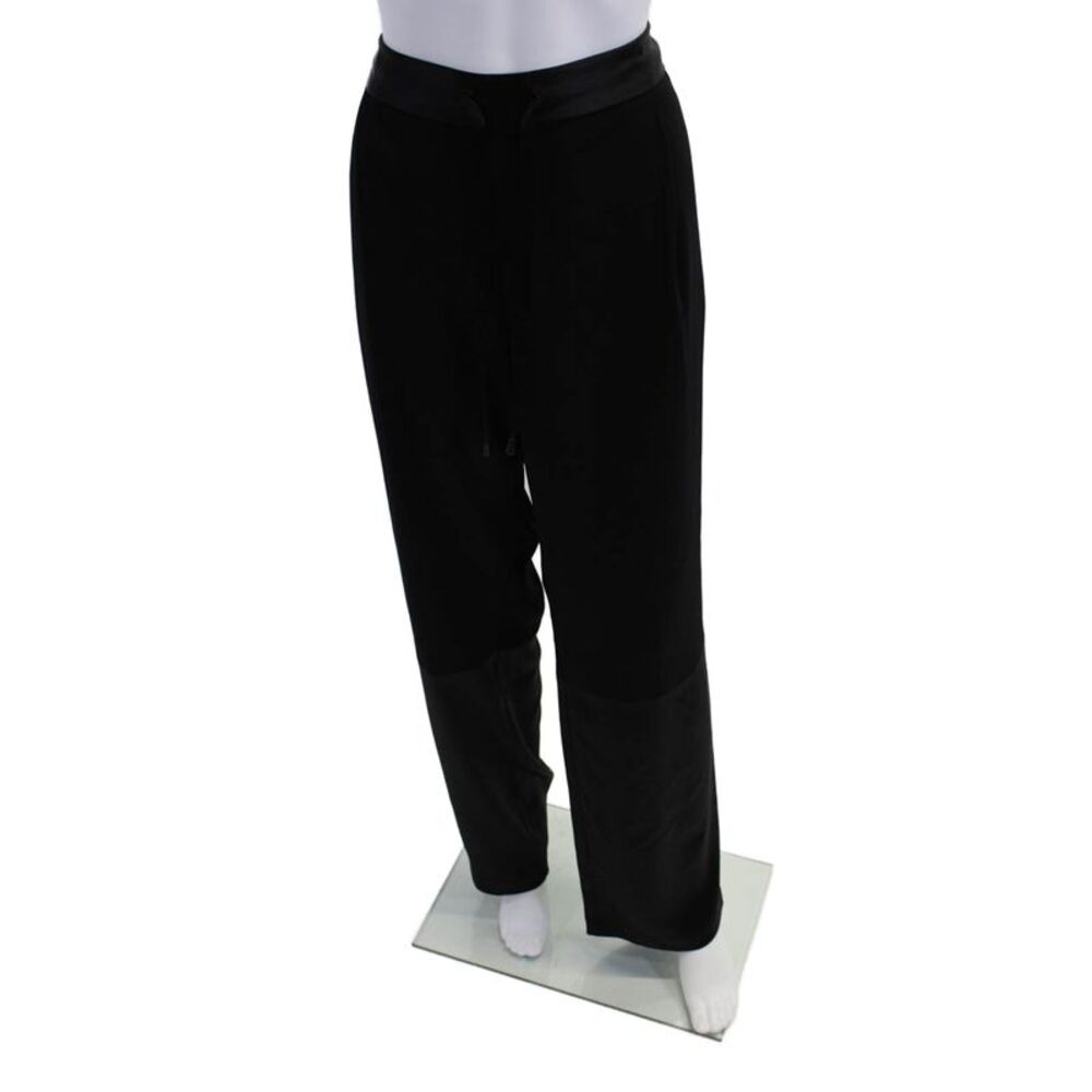 Kimberly Taylor Womens Drawstring Waist High-Rise Straight Pants Black Size L